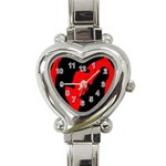 Black and red lizard  Heart Italian Charm Watch Front