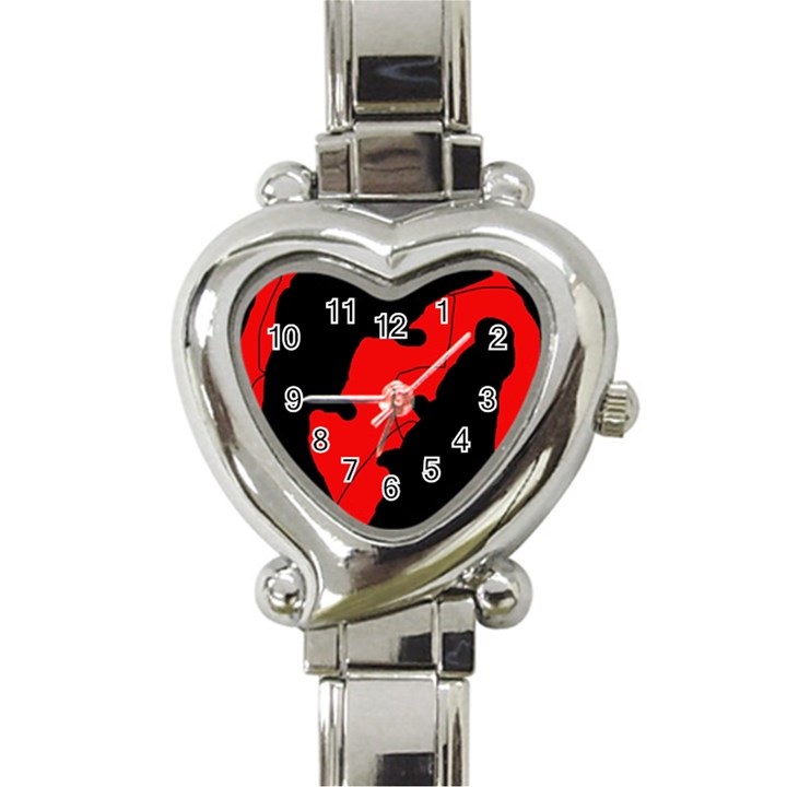 Black and red lizard  Heart Italian Charm Watch