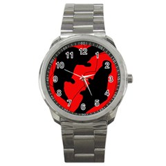 Black And Red Lizard  Sport Metal Watch by Valentinaart