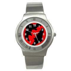 Black And Red Lizard  Stainless Steel Watch by Valentinaart