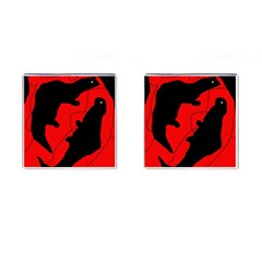 Black And Red Lizard  Cufflinks (square) by Valentinaart