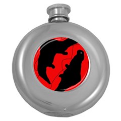 Black And Red Lizard  Round Hip Flask (5 Oz) by Valentinaart