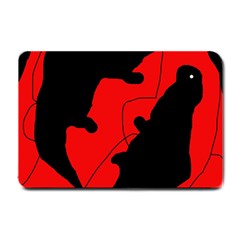 Black And Red Lizard  Small Doormat  by Valentinaart