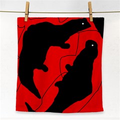 Black And Red Lizard  Face Towel by Valentinaart