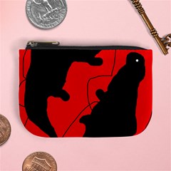 Black And Red Lizard  Mini Coin Purses by Valentinaart