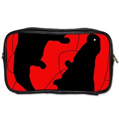 Black And Red Lizard  Toiletries Bags 2-side by Valentinaart