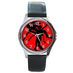 Abstract Man Round Metal Watch by Valentinaart