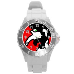 Man Round Plastic Sport Watch (l) by Valentinaart