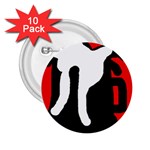 Red, black and white 2.25  Buttons (10 pack)  Front