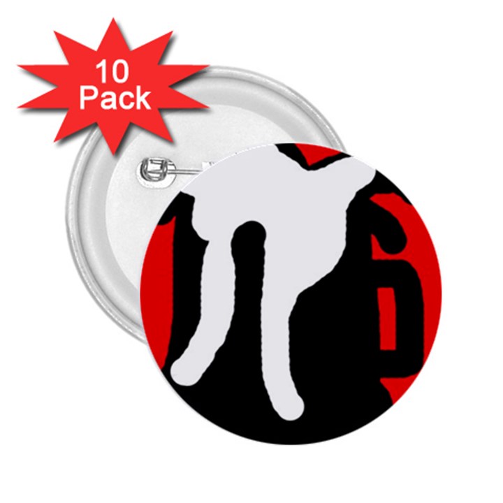 Red, black and white 2.25  Buttons (10 pack) 