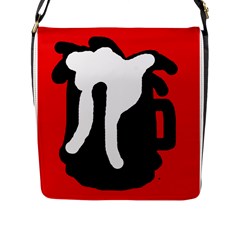 Red, Black And White Flap Messenger Bag (l)  by Valentinaart