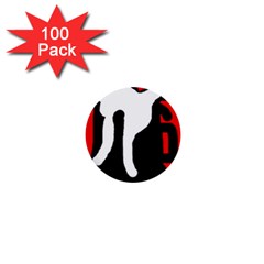 Red, Black And White 1  Mini Buttons (100 Pack)  by Valentinaart