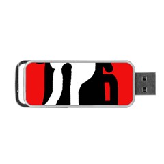 Red, Black And White Portable Usb Flash (one Side)