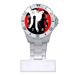 Red, Black And White Plastic Nurses Watch by Valentinaart