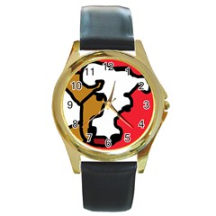 Artistic Cow Round Gold Metal Watch by Valentinaart