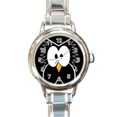 Black Owl Round Italian Charm Watch by Valentinaart