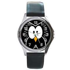 Black owl Round Metal Watch