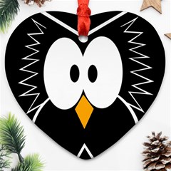 Black Owl Ornament (heart)  by Valentinaart