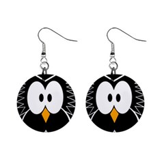 Black Owl Mini Button Earrings by Valentinaart