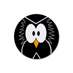 Black owl Rubber Coaster (Round) 