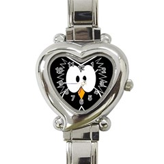 Black Owl Heart Italian Charm Watch by Valentinaart