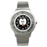 Black owl Stainless Steel Watch Front