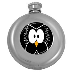 Black Owl Round Hip Flask (5 Oz) by Valentinaart