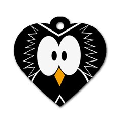 Black owl Dog Tag Heart (One Side)