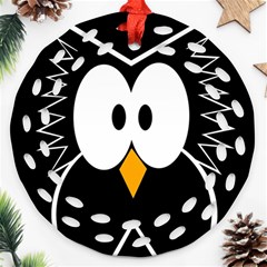 Black Owl Round Filigree Ornament (2side)