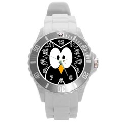 Black owl Round Plastic Sport Watch (L)