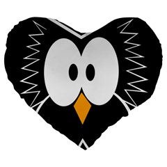 Black owl Large 19  Premium Heart Shape Cushions