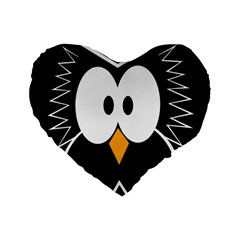 Black Owl Standard 16  Premium Flano Heart Shape Cushions by Valentinaart