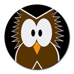 Brown Simple Owl Round Mousepads by Valentinaart