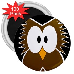 Brown Simple Owl 3  Magnets (100 Pack) by Valentinaart