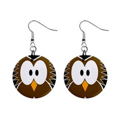 Brown Simple Owl Mini Button Earrings by Valentinaart