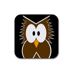 Brown Simple Owl Rubber Coaster (square)  by Valentinaart