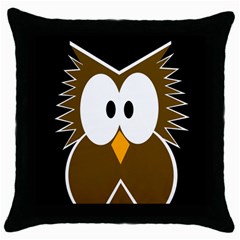 Brown Simple Owl Throw Pillow Case (black) by Valentinaart