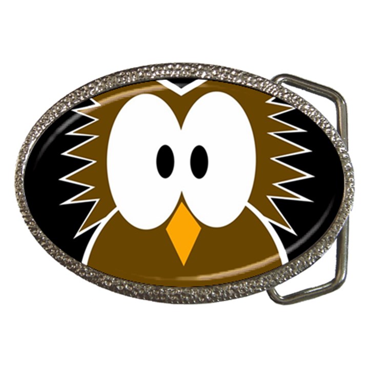 Brown simple owl Belt Buckles