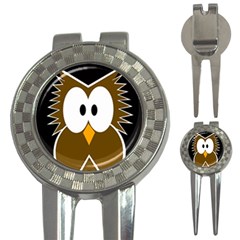 Brown Simple Owl 3-in-1 Golf Divots by Valentinaart