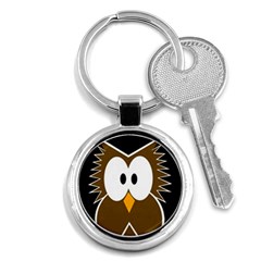 Brown Simple Owl Key Chains (round)  by Valentinaart