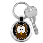 Brown simple owl Key Chains (Round)  Front