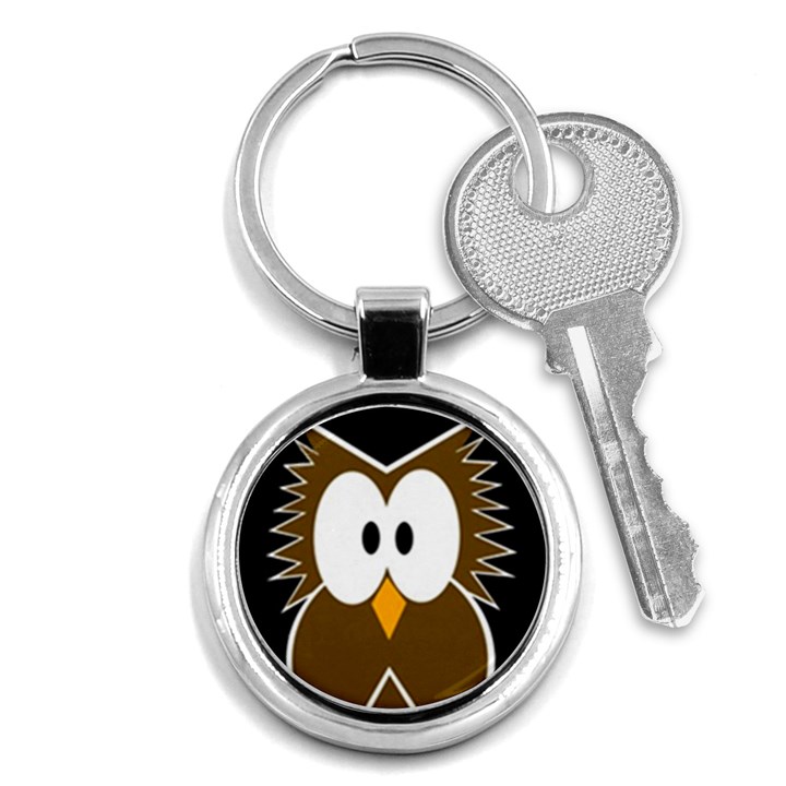 Brown simple owl Key Chains (Round) 