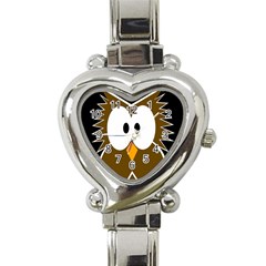 Brown Simple Owl Heart Italian Charm Watch by Valentinaart