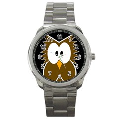 Brown Simple Owl Sport Metal Watch by Valentinaart