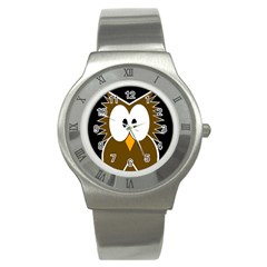 Brown Simple Owl Stainless Steel Watch by Valentinaart