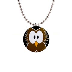 Brown Simple Owl Button Necklaces by Valentinaart