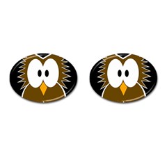 Brown Simple Owl Cufflinks (oval) by Valentinaart