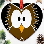 Brown simple owl Heart Ornament (2 Sides) Front