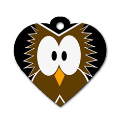 Brown Simple Owl Dog Tag Heart (one Side) by Valentinaart