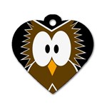 Brown simple owl Dog Tag Heart (Two Sides) Front